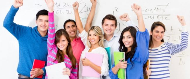 Happy group of students